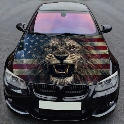 Patriotic Lion Flag Hood Wrap