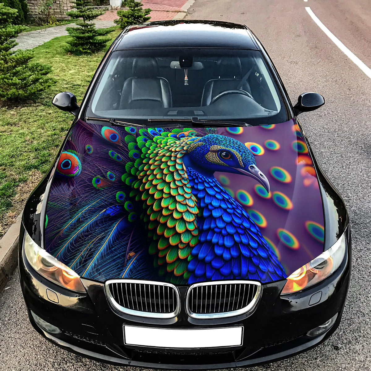 Peafowl Peacock Hood Wrap – Custom Vinyl Decal for Cars, Trucks & SUVs