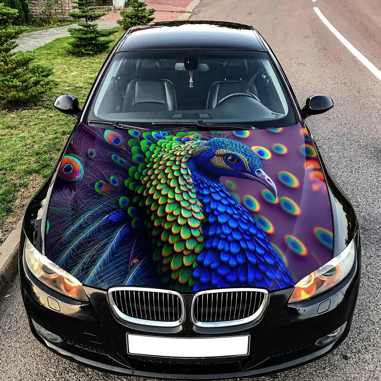 Peafowl Peacock Hood Wrap – Custom Vinyl Decal for Cars, Trucks & SUVs