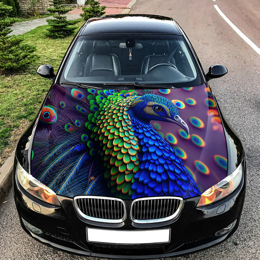 Peafowl Peacock Hood Wrap – Custom Vinyl Decal for Cars, Trucks & SUVs