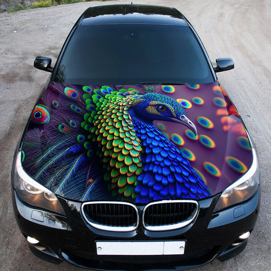 Peafowl Peacock Hood Wrap – Custom Vinyl Decal for Cars, Trucks & SUVs