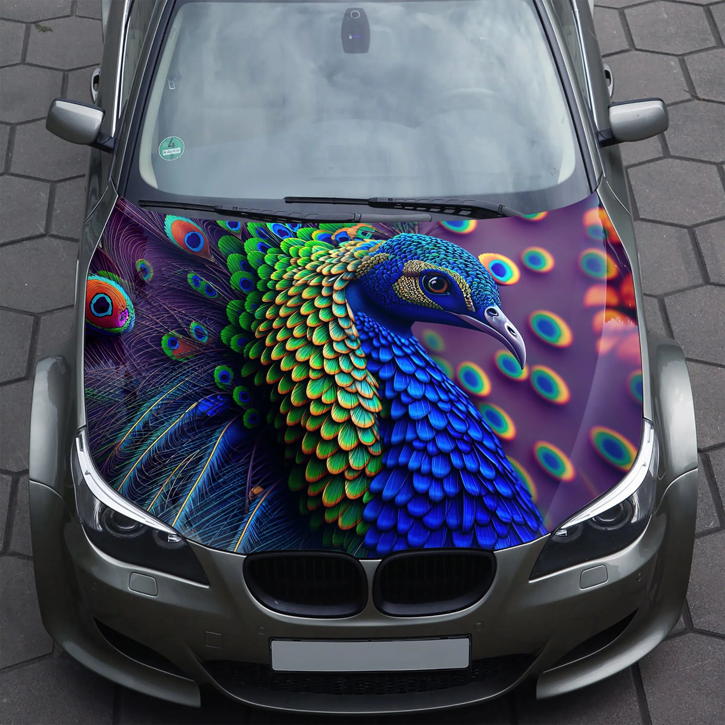 Peafowl Peacock Hood Wrap – Custom Vinyl Decal for Cars, Trucks & SUVs