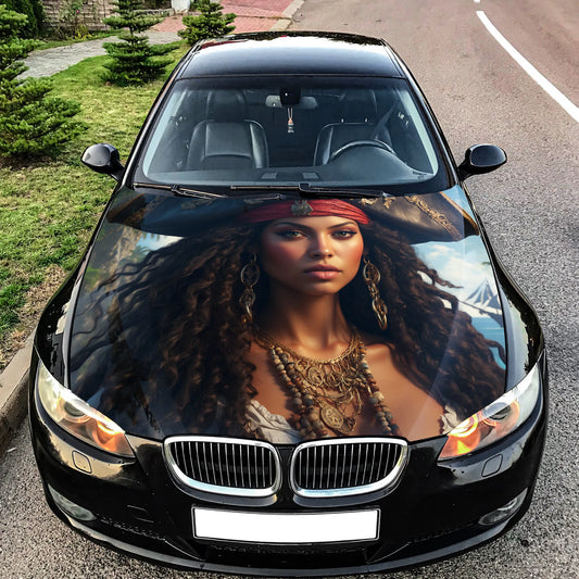 Pirate Girl Hood Wrap – Custom Vinyl Decal for Cars, Trucks & SUVs