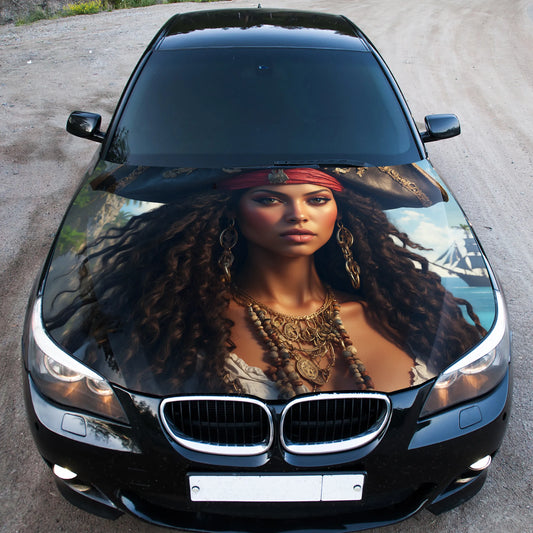 Pirate Girl Hood Wrap – Custom Vinyl Decal for Cars, Trucks & SUVs