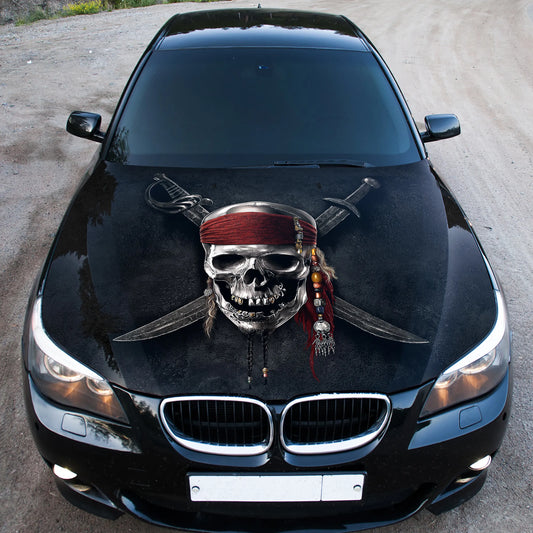 Pirate Skull Hood Wrap – Custom Vinyl Decal for Cars, Trucks & SUVs