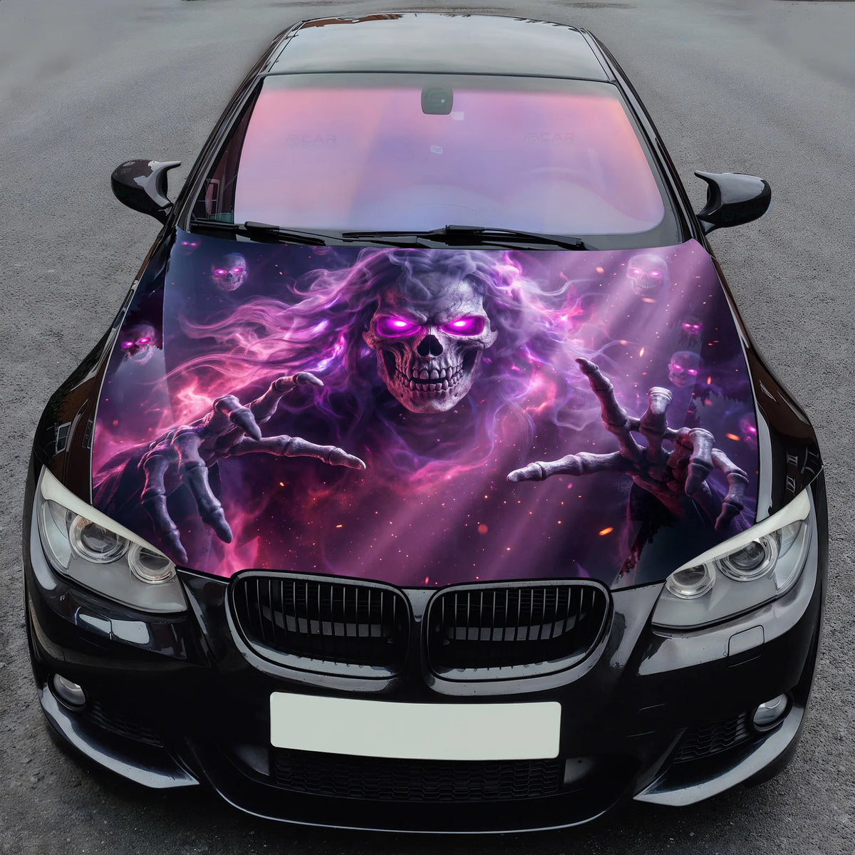 Purple Glow Reaper Hood Wrap Graphic – Custom Vinyl Decal for Cars, Trucks & SUVs