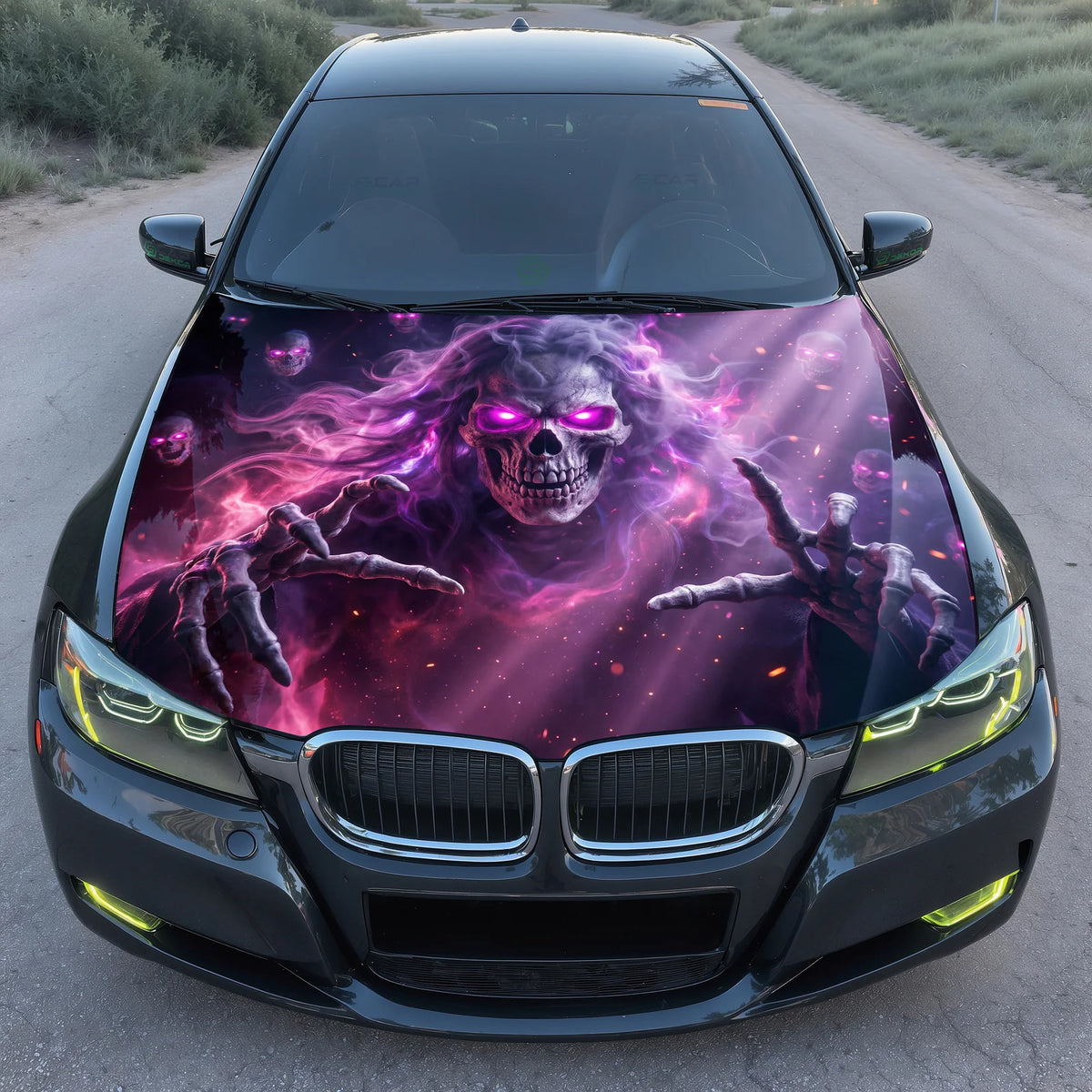Purple Glow Reaper Hood Wrap Graphic – Custom Vinyl Decal for Cars, Trucks & SUVs
