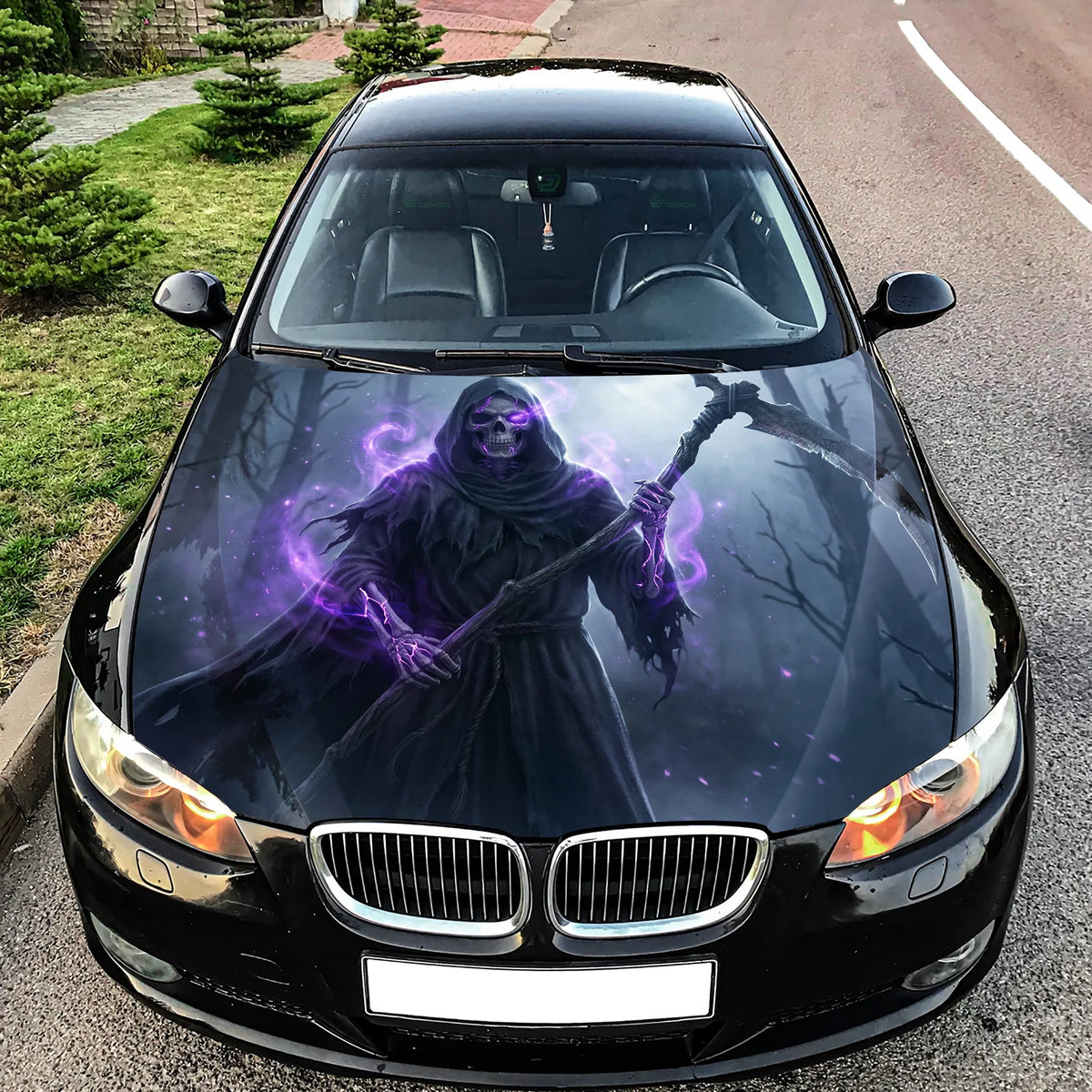 Purple Grim Reaper Hood Wrap Graphic – Custom Vinyl Decal for Cars, Trucks & SUVs
