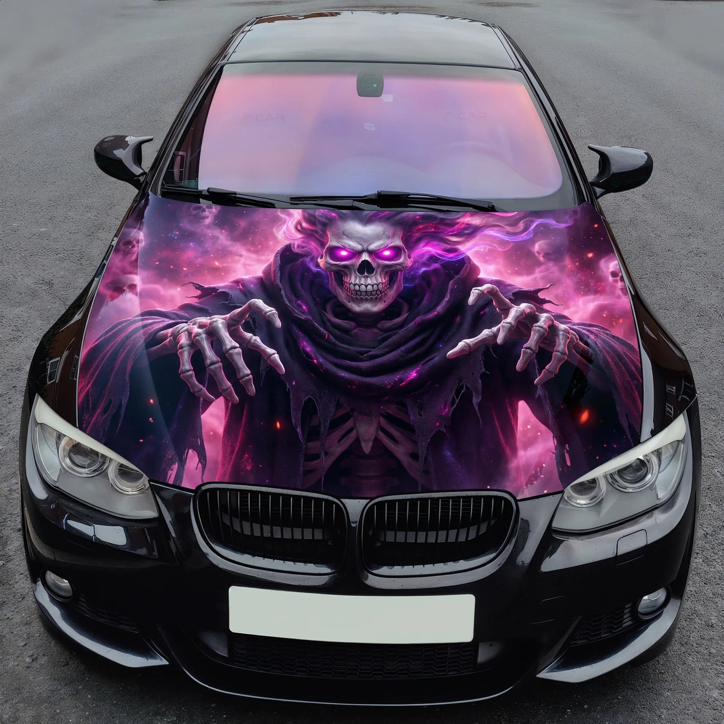 Purple Neon Reaper Hood Wrap Graphic – Custom Vinyl Decal for Cars, Trucks & SUVs