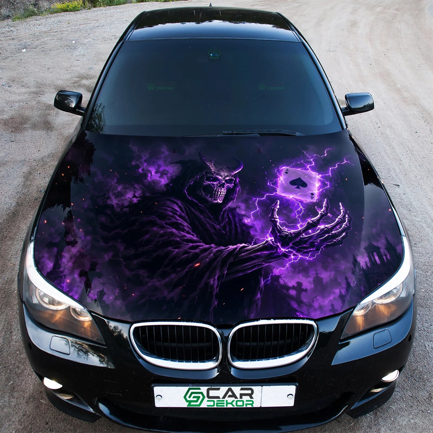 Purple Reaper Sorcerer Hood Wrap Graphic – Custom Vinyl Decal for Cars, Trucks & SUVs