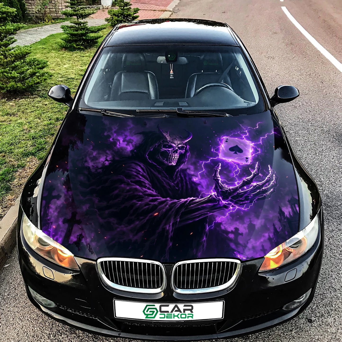 Purple Reaper Sorcerer Hood Wrap Graphic – Custom Vinyl Decal for Cars, Trucks & SUVs
