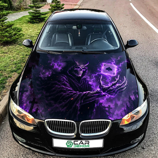 Purple Reaper Sorcerer Hood Wrap Graphic – Custom Vinyl Decal for Cars, Trucks & SUVs