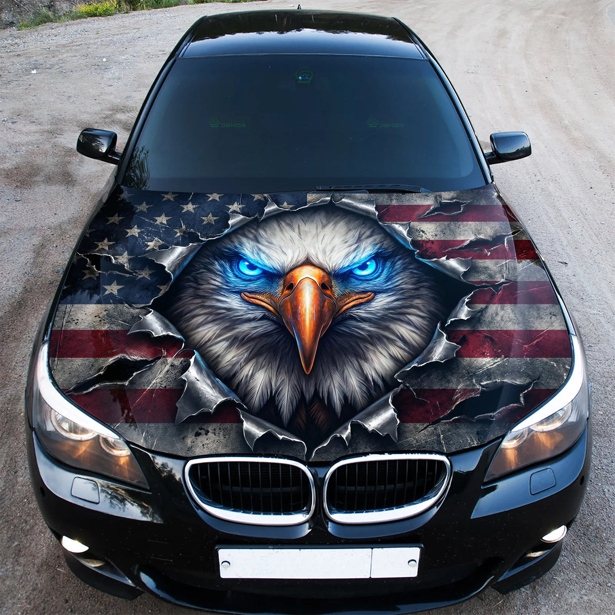 Ripped American Flag Hood Wrap Graphic – Custom Vinyl Decal for Cars, Trucks & SUVs
