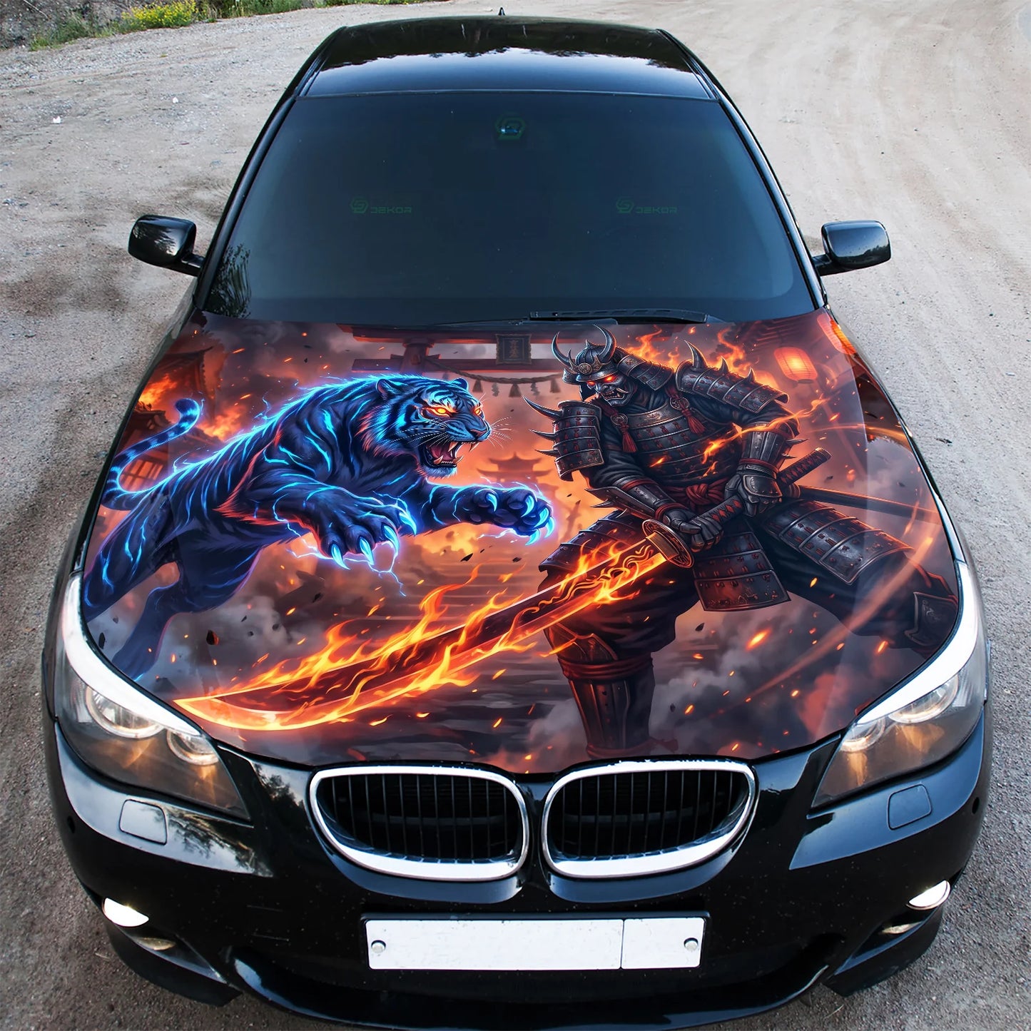 Samurai Tiger Hood Hood Wrap Graphic – Custom Vinyl Decal for Cars, Trucks & SUVs