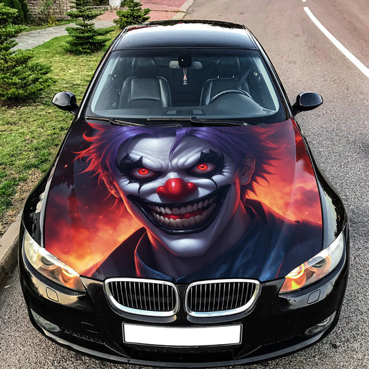 Scary Clown Hood Wrap – Custom Vinyl Decal for Cars, Trucks & SUVs