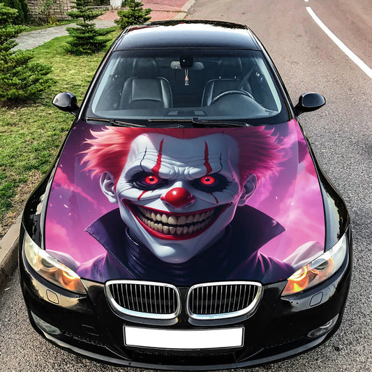 Scary Clown Hood Wrap – Custom Vinyl Decal for Cars, Trucks & SUVs