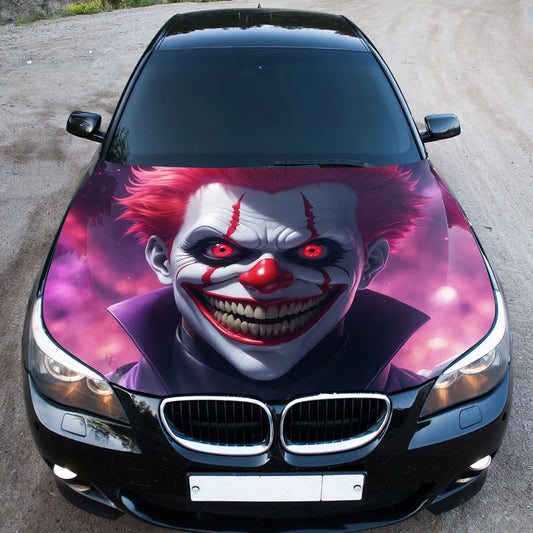 Scary Clown Hood Wrap – Custom Vinyl Decal for Cars, Trucks & SUVs