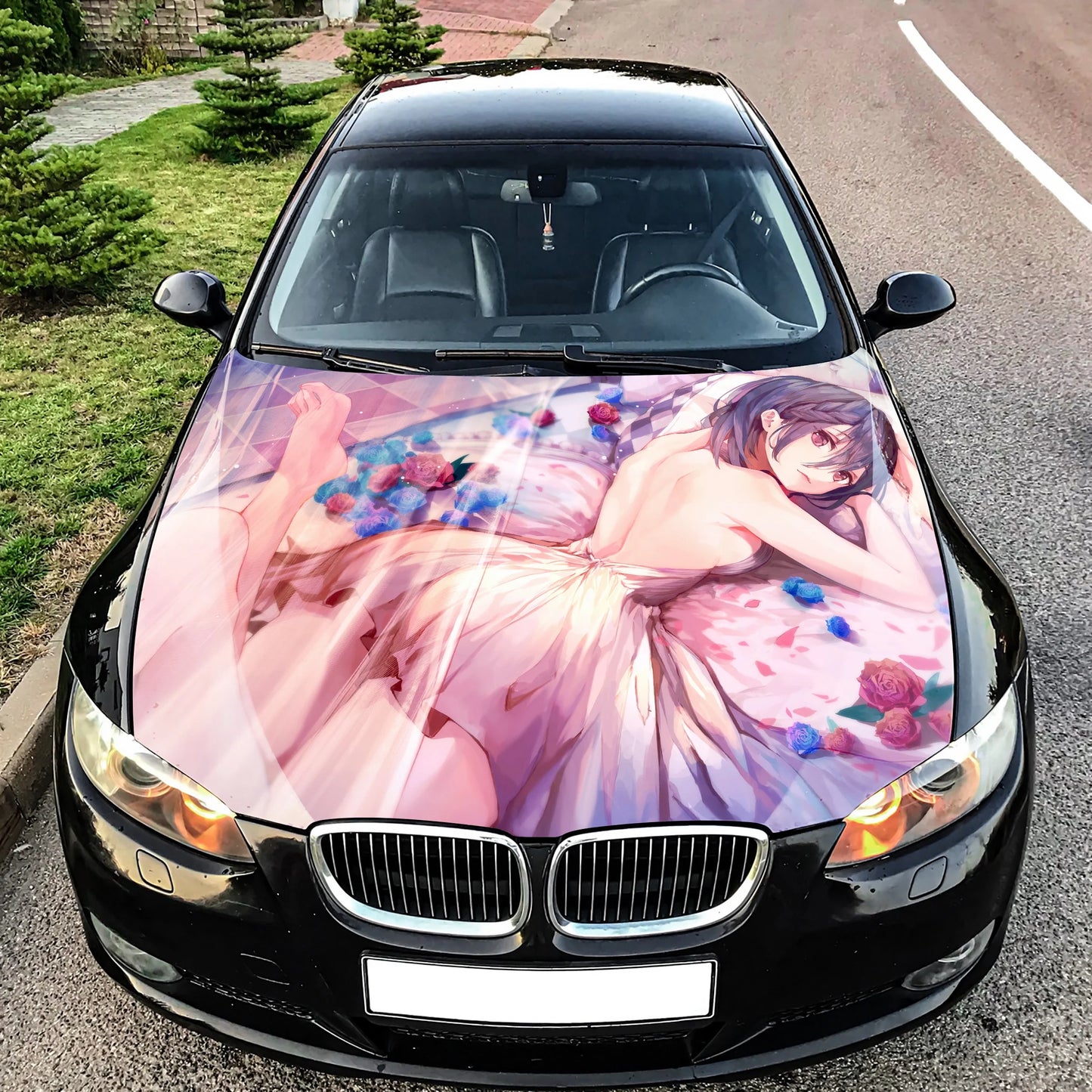 Sexy Anime Flower Hood Wrap – Custom Vinyl Decal for Cars, Trucks & SUVs