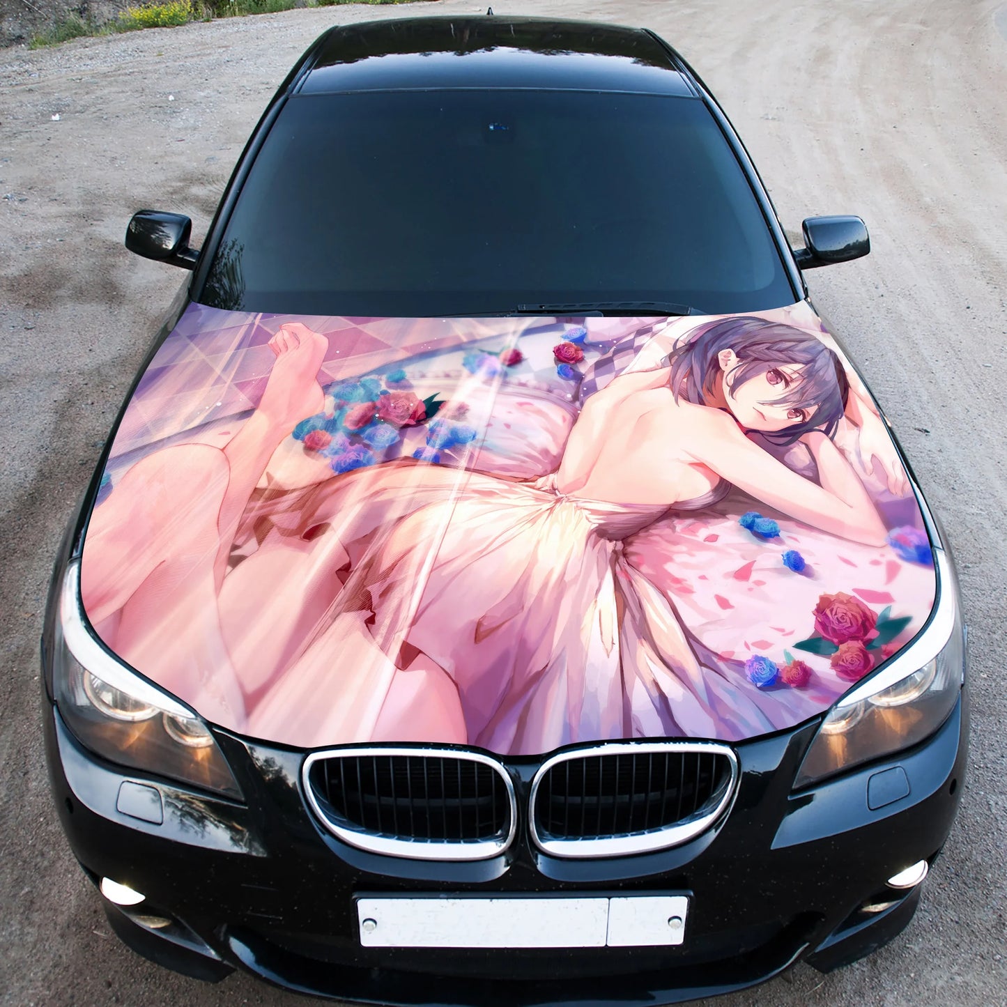Sexy Anime Flower Hood Wrap – Custom Vinyl Decal for Cars, Trucks & SUVs