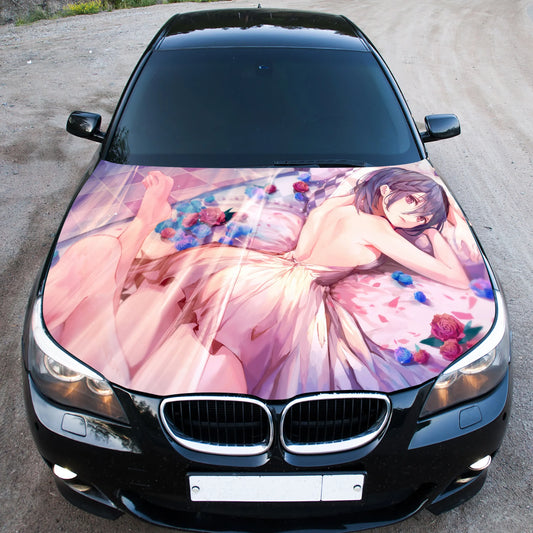 Sexy Anime Flower Hood Wrap – Custom Vinyl Decal for Cars, Trucks & SUVs