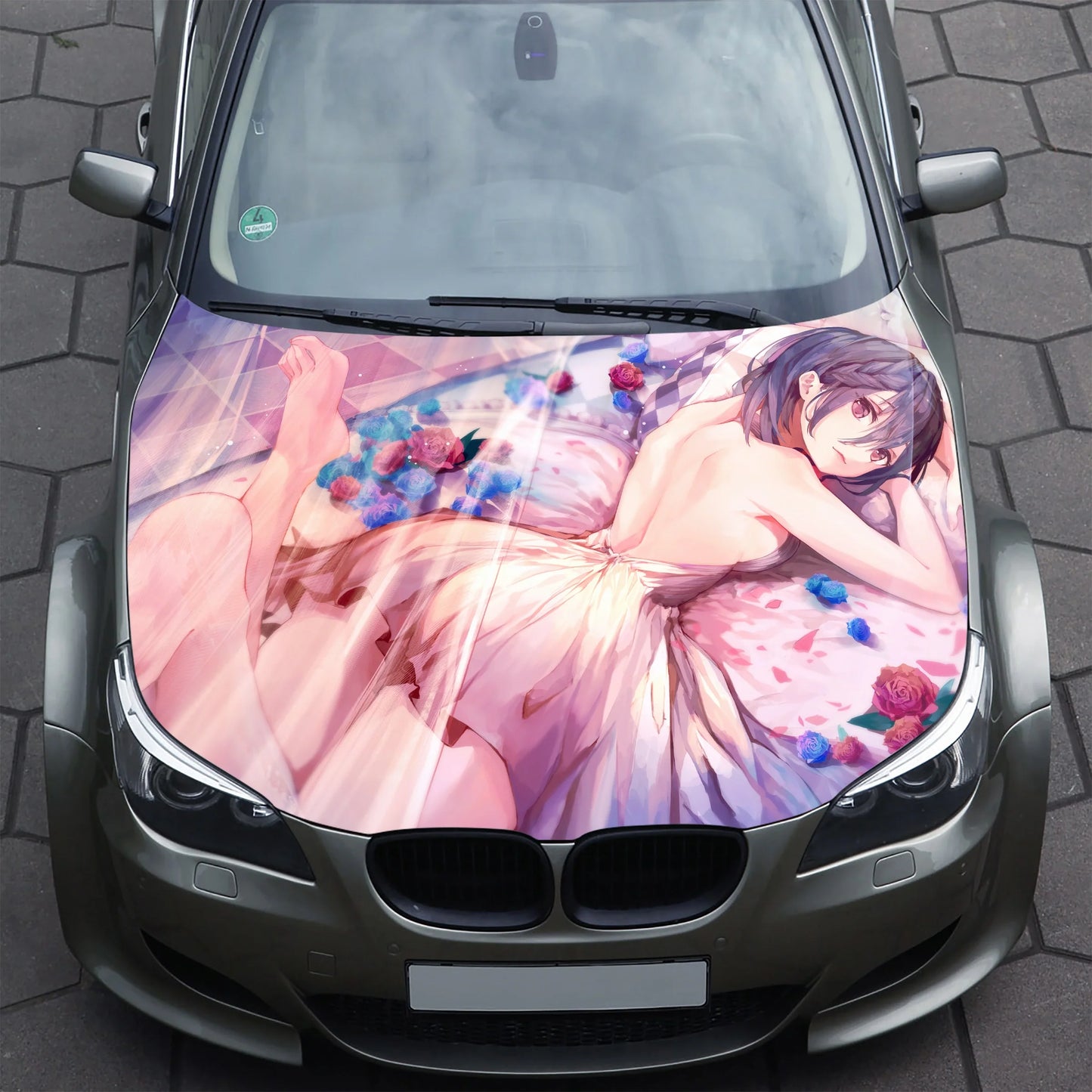 Sexy Anime Flower Hood Wrap – Custom Vinyl Decal for Cars, Trucks & SUVs