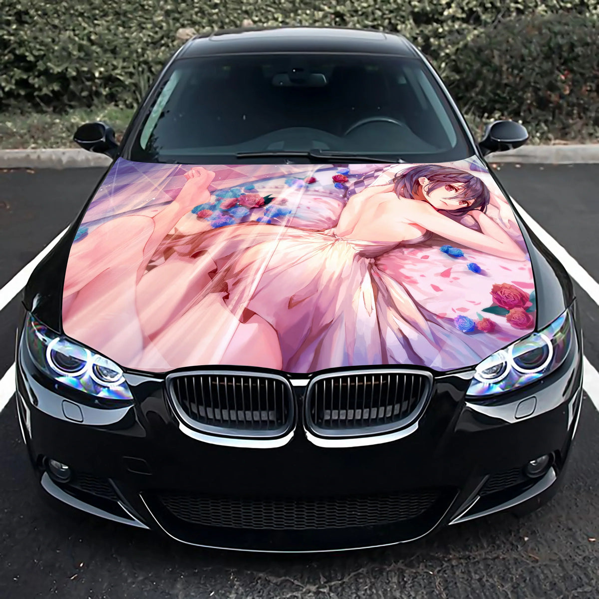 Sexy Anime Flower Hood Wrap – Custom Vinyl Decal for Cars, Trucks & SUVs
