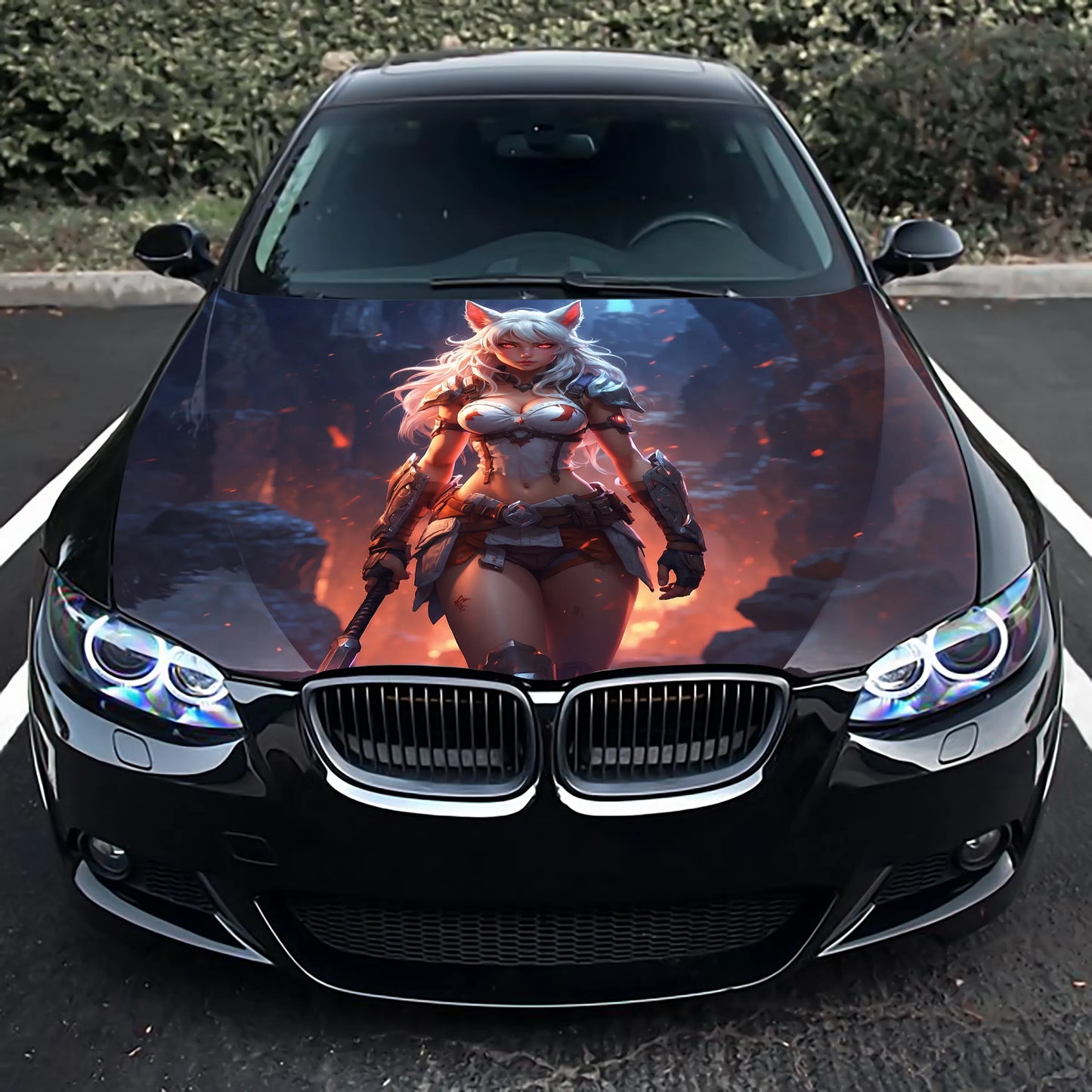Sexy Anime Fox Girl Hood Wrap – Custom Vinyl Decal for Cars, Trucks & SUVs