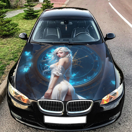 Sexy Anime Girl Hood Wrap – Custom Vinyl Decal for Cars, Trucks & SUVs