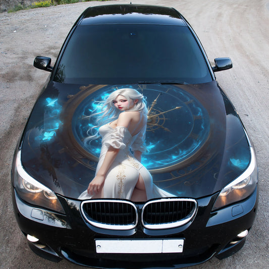 Sexy Anime Girl Hood Wrap – Custom Vinyl Decal for Cars, Trucks & SUVs