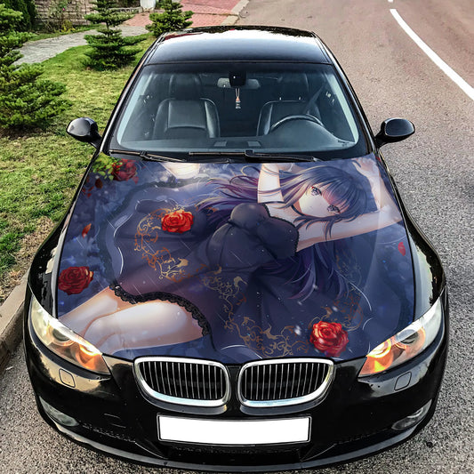 Sexy Anime Girl Hood Wrap – Custom Vinyl Decal for Cars, Trucks & SUVs
