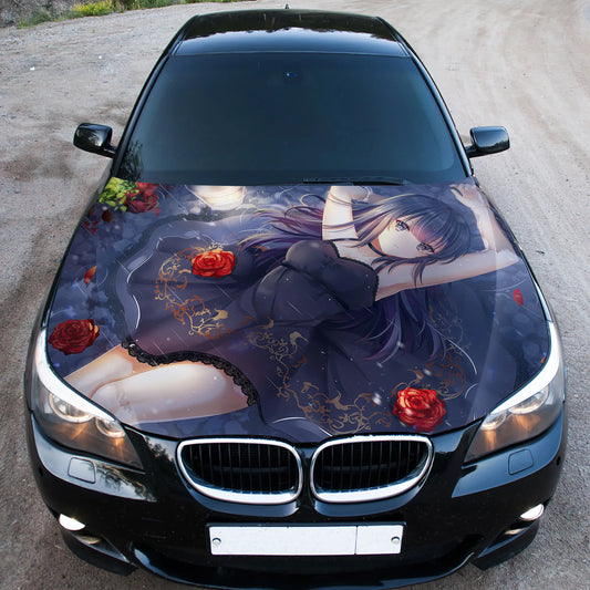 Sexy Anime Girl Hood Wrap – Custom Vinyl Decal for Cars, Trucks & SUVs