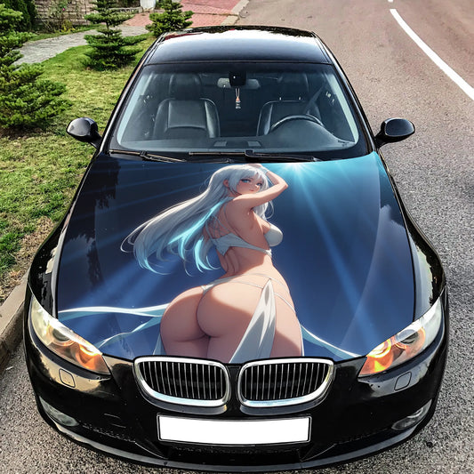 Sexy Anime Girl Hood Wrap – Custom Vinyl Decal for Cars, Trucks & SUVs