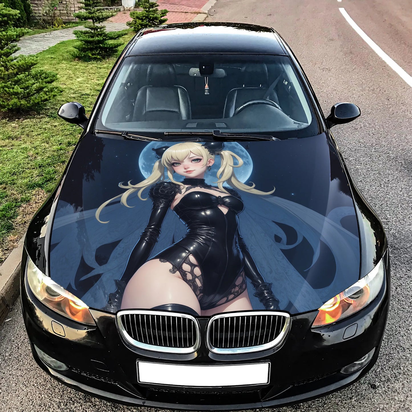 Sexy Anime Girl Hood Wrap – Custom Vinyl Decal for Cars, Trucks & SUVs