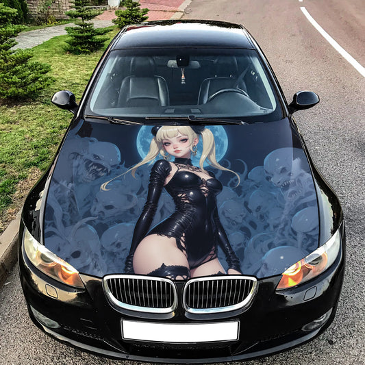 Sexy Anime Girl Hood Wrap – Custom Vinyl Decal for Cars, Trucks & SUVs
