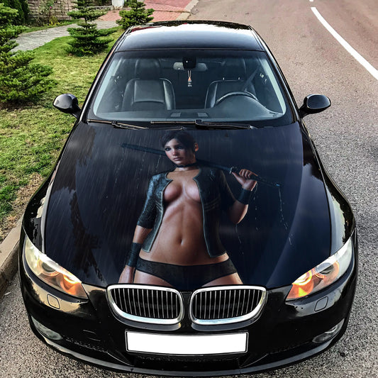 Sexy Girl Katana Hood Wrap – Custom Vinyl Decal for Cars, Trucks & SUVs