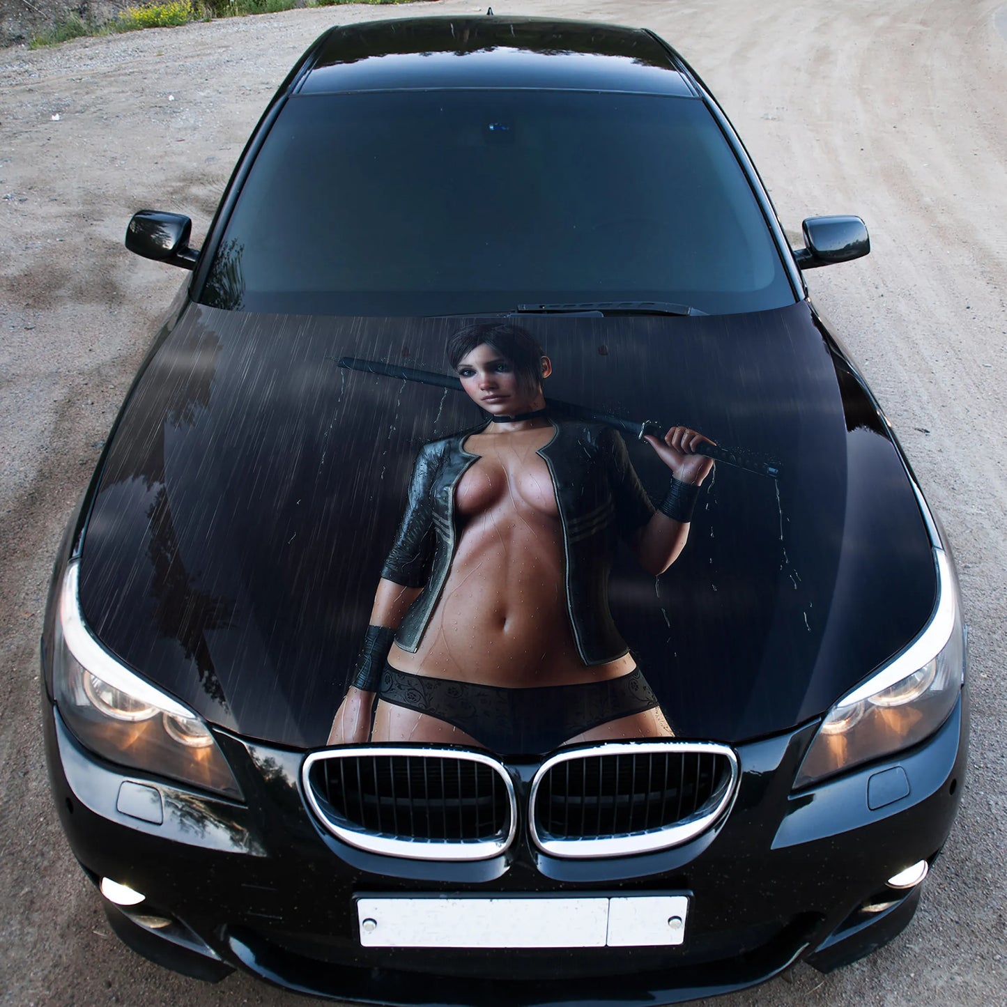 Sexy Girl Katana Hood Wrap – Custom Vinyl Decal for Cars, Trucks & SUVs