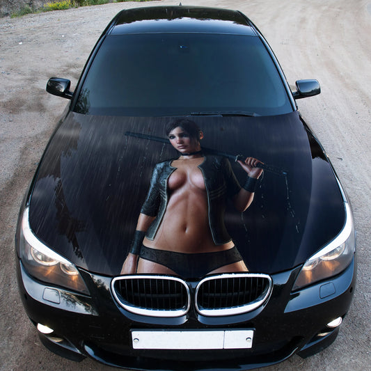 Sexy Girl Katana Hood Wrap – Custom Vinyl Decal for Cars, Trucks & SUVs
