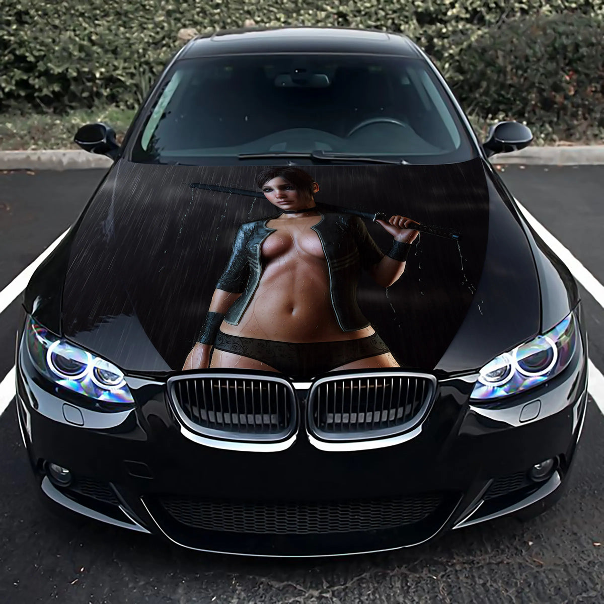 Sexy Girl Katana Hood Wrap – Custom Vinyl Decal for Cars, Trucks & SUVs