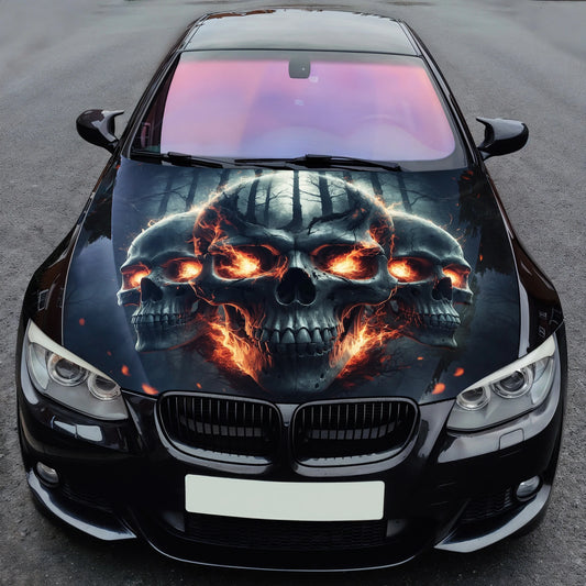 Skull Flames Fire Hood Wrap – Custom Vinyl Decal for Cars, Trucks & SUVs