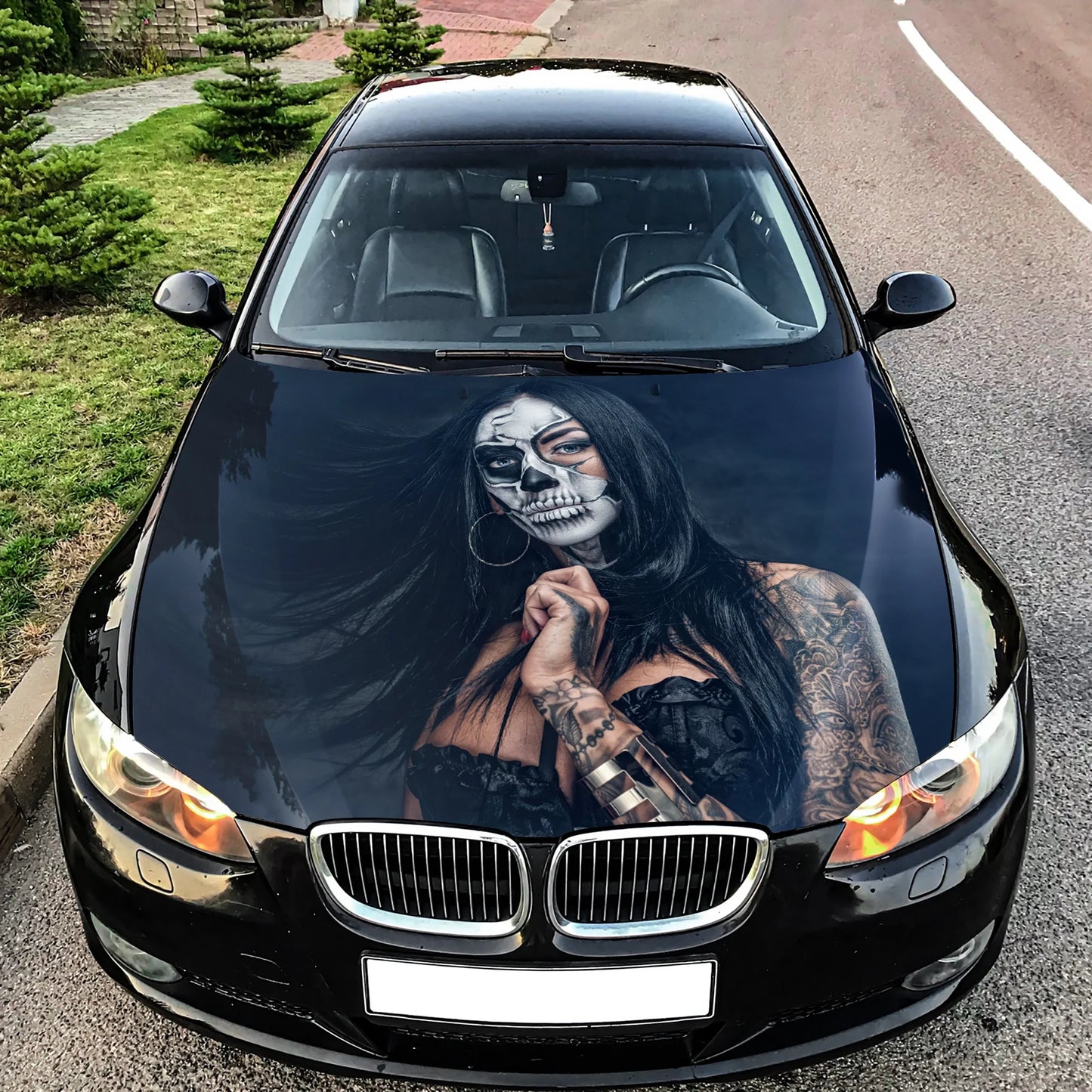 Sugar Skull Girl Hood Wrap – Custom Vinyl Decal for Cars, Trucks & SUVs