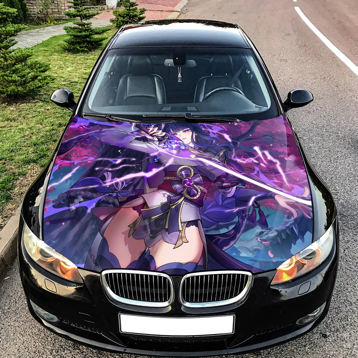 Sword Anime Girl Hood Wrap – Custom Vinyl Decal for Cars, Trucks & SUVs