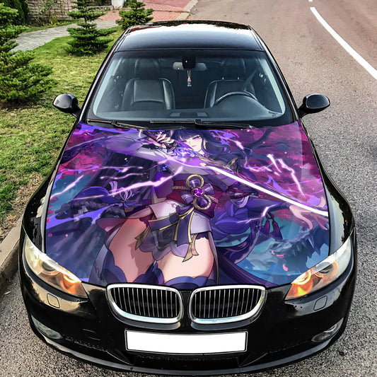 Sword Anime Girl Hood Wrap – Custom Vinyl Decal for Cars, Trucks & SUVs
