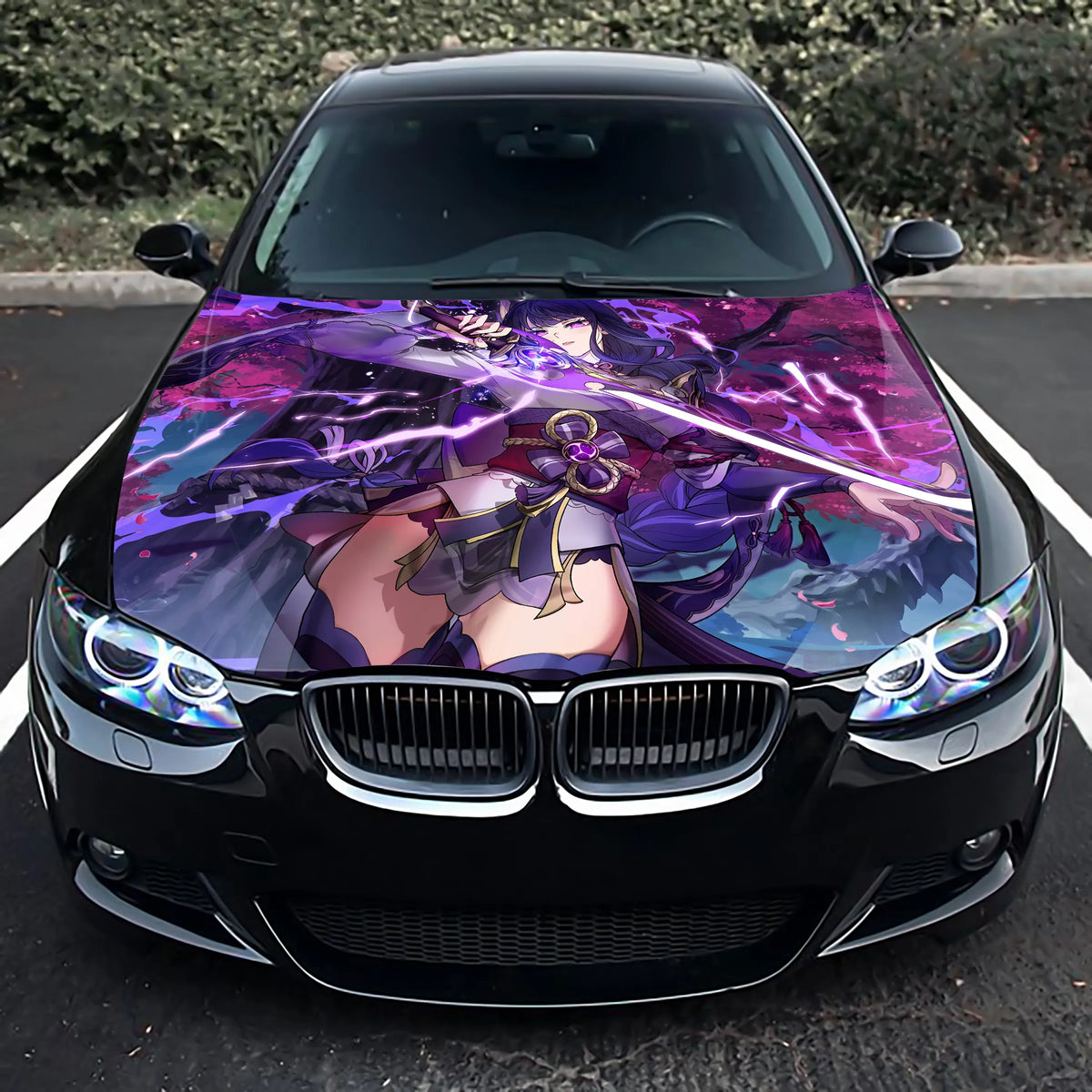 Sword Anime Girl Hood Wrap – Custom Vinyl Decal for Cars, Trucks & SUVs