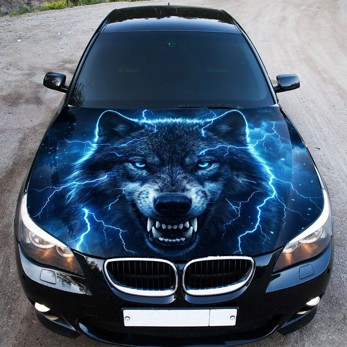 Thunder Wolf Hood Hood Wrap Graphic – Custom Vinyl Decal for Cars, Trucks & SUVs