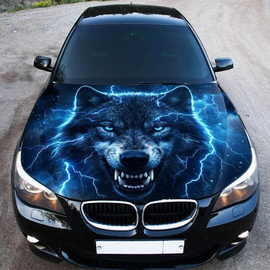 Thunder Wolf Hood Hood Wrap Graphic – Custom Vinyl Decal for Cars, Trucks & SUVs