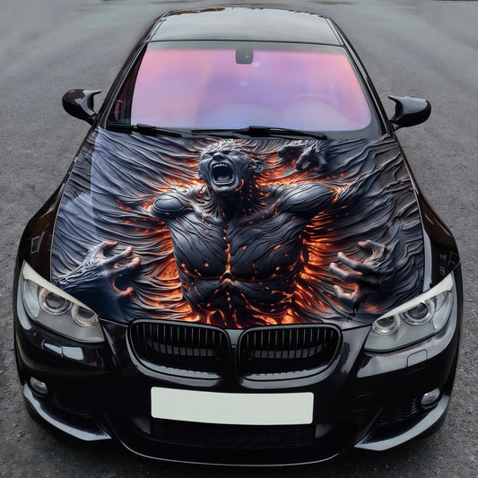 Trapped Soul in Flames Hood Wrap – Custom Vinyl Decal for Cars, Trucks & SUVs