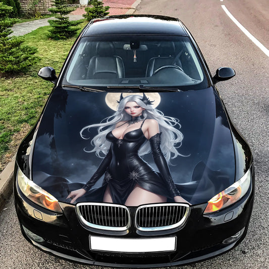 Vampire Anime Girl Hood Wrap – Custom Vinyl Decal for Cars, Trucks & SUVs