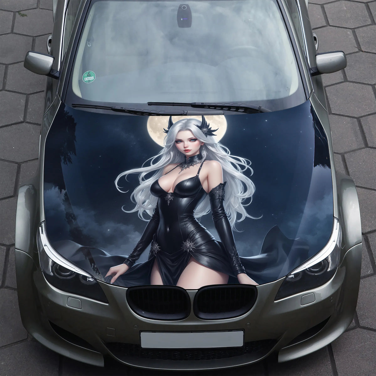 Vampire Anime Girl Hood Wrap – Custom Vinyl Decal for Cars, Trucks & SUVs