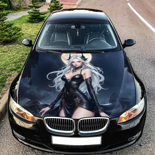 Vampire Girl Anime Hood Wrap – Custom Vinyl Decal for Cars, Trucks & SUVs