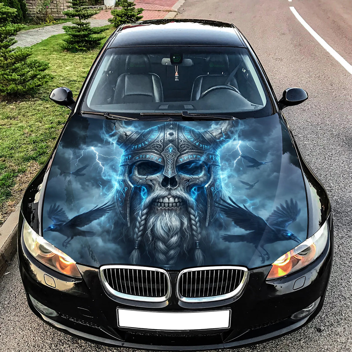 Viking Skull Warrior Hood Wrap Graphic – Custom Vinyl Decal for Cars, Trucks & SUVs